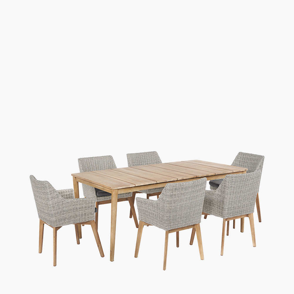 Lombok Light Grey 6 Seater Dining Set