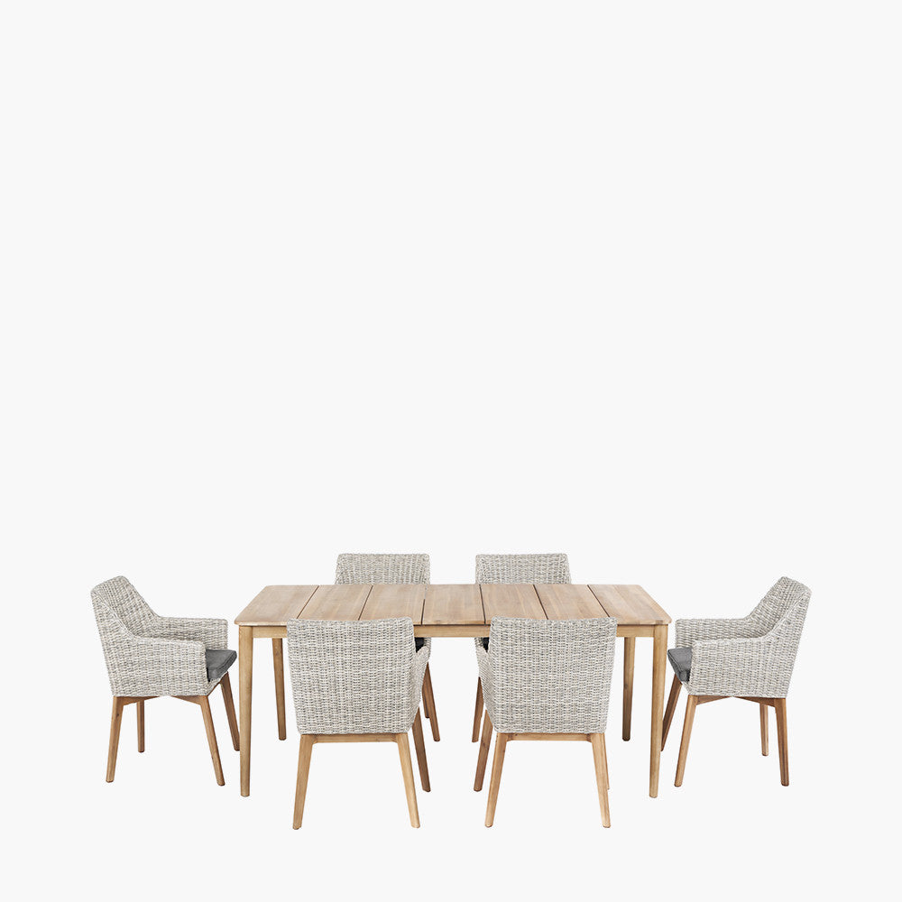 Lombok Light Grey 6 Seater Dining Set