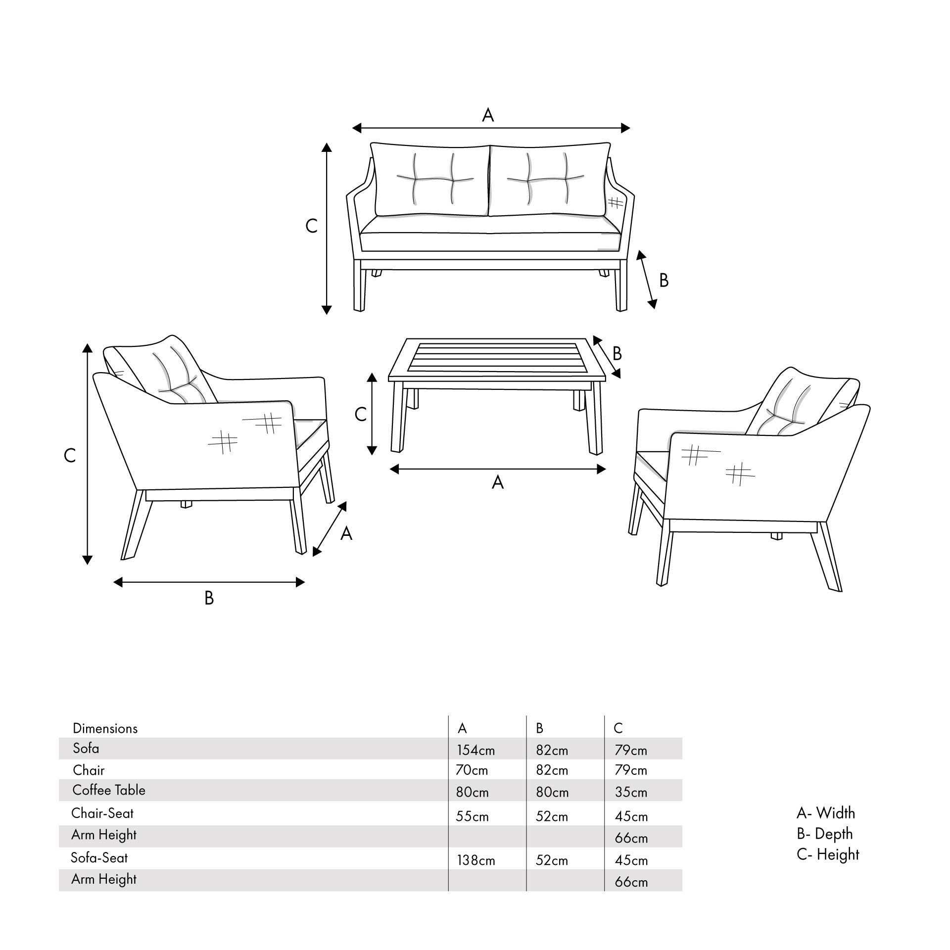 Lombok Light Grey Seating Set