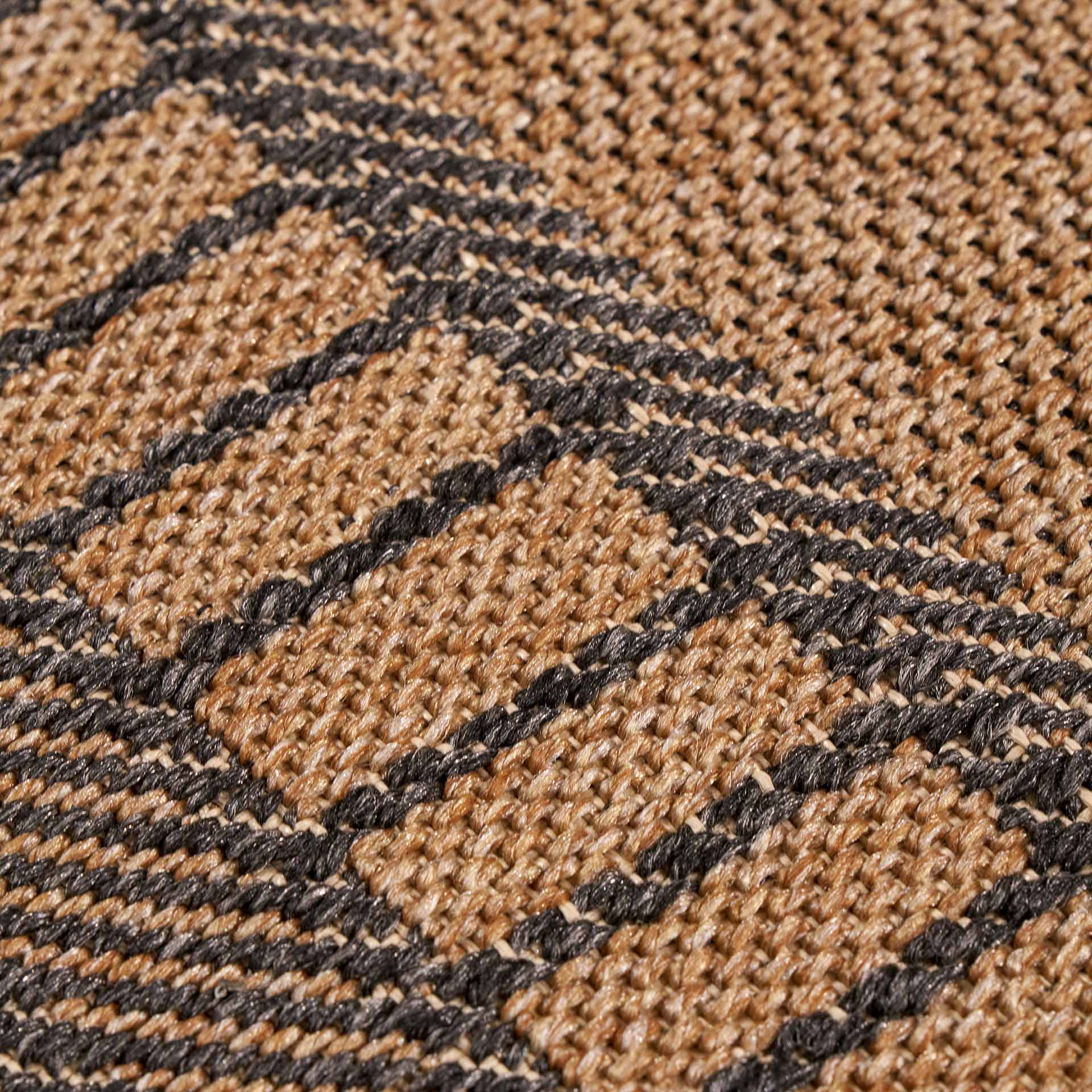 Natural and Black Border Outdoor Rug