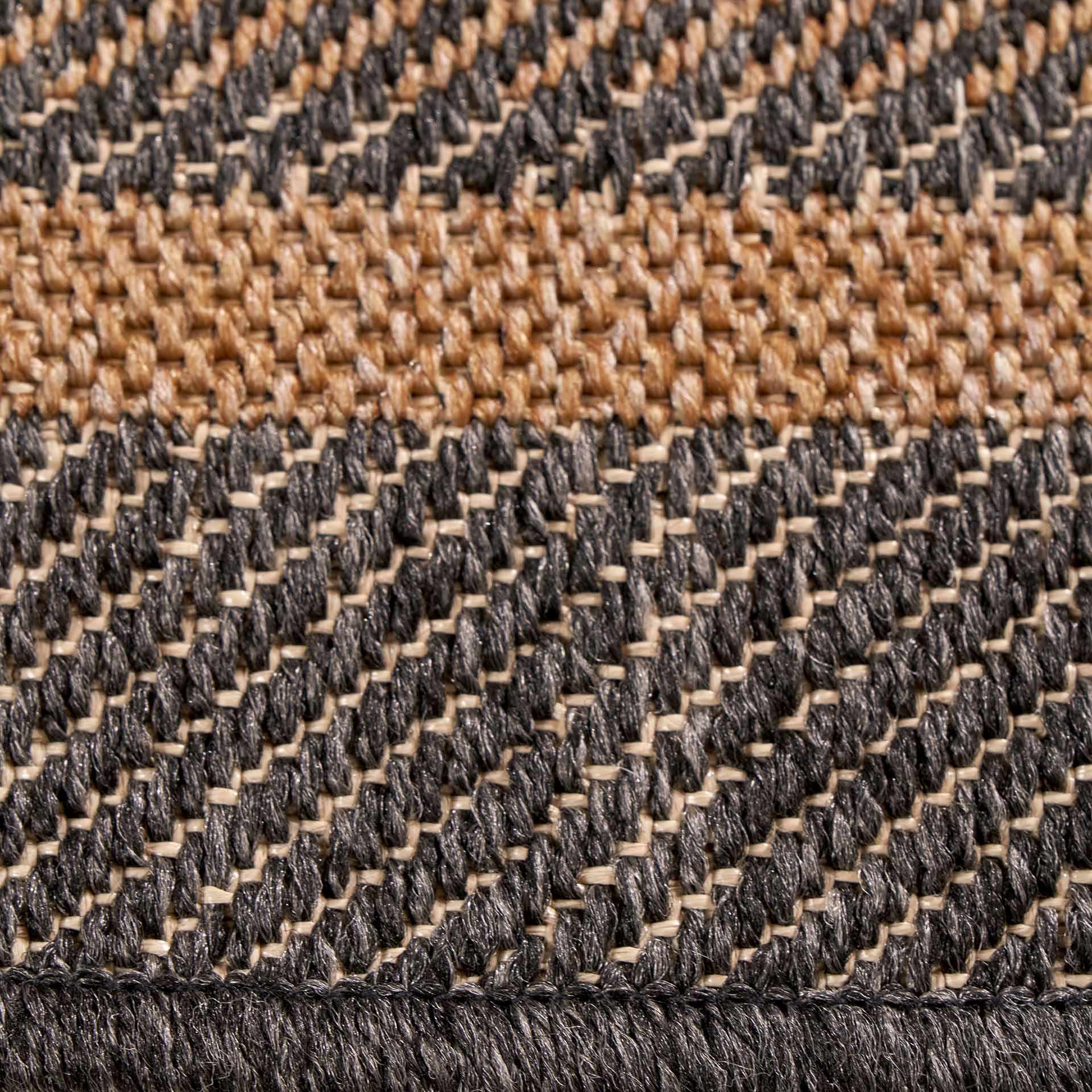 Natural and Black Border Outdoor Rug