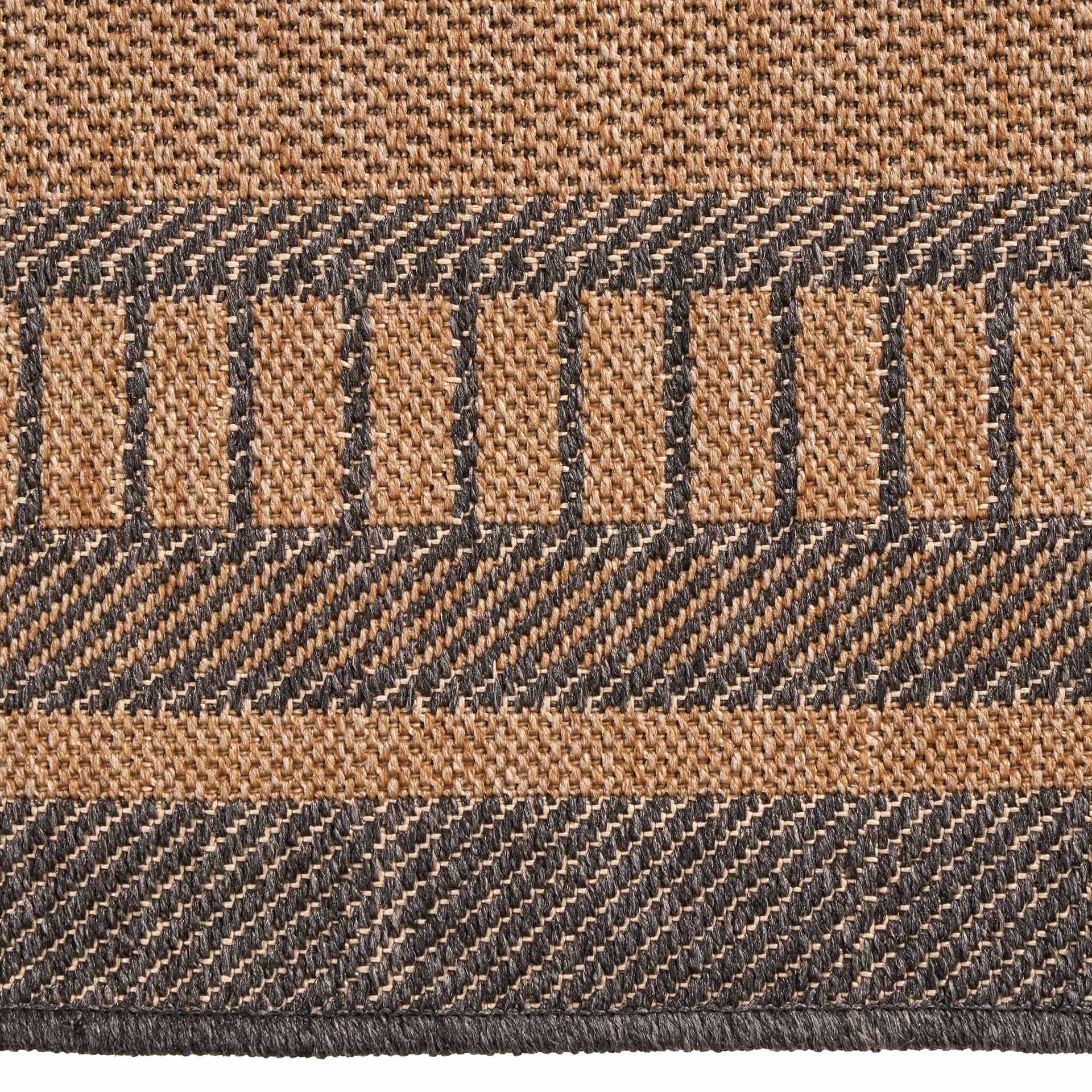 Natural and Black Border Outdoor Rug