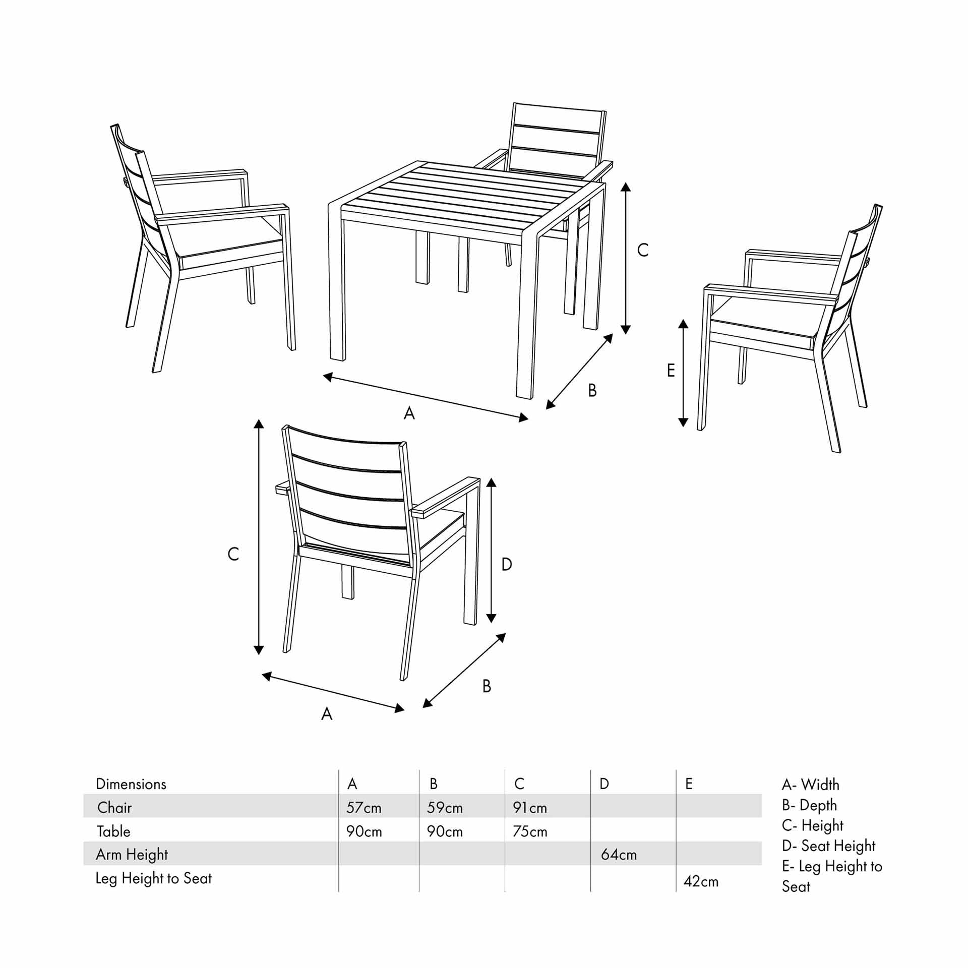 Pacific Aruba 4 Seater Dining Set