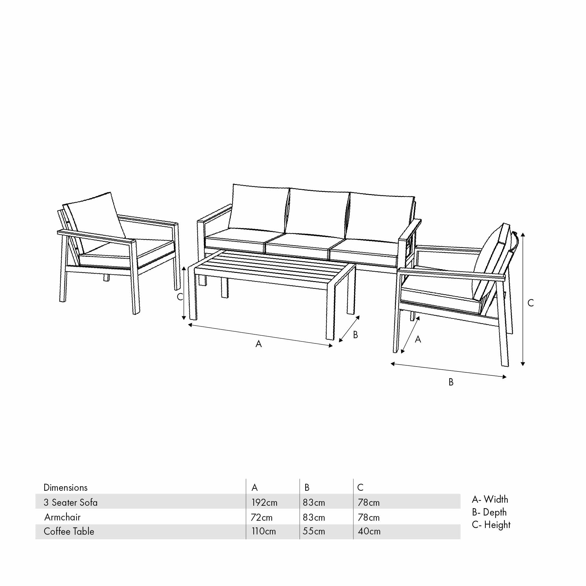 Pacific Aruba Latte Seating Set