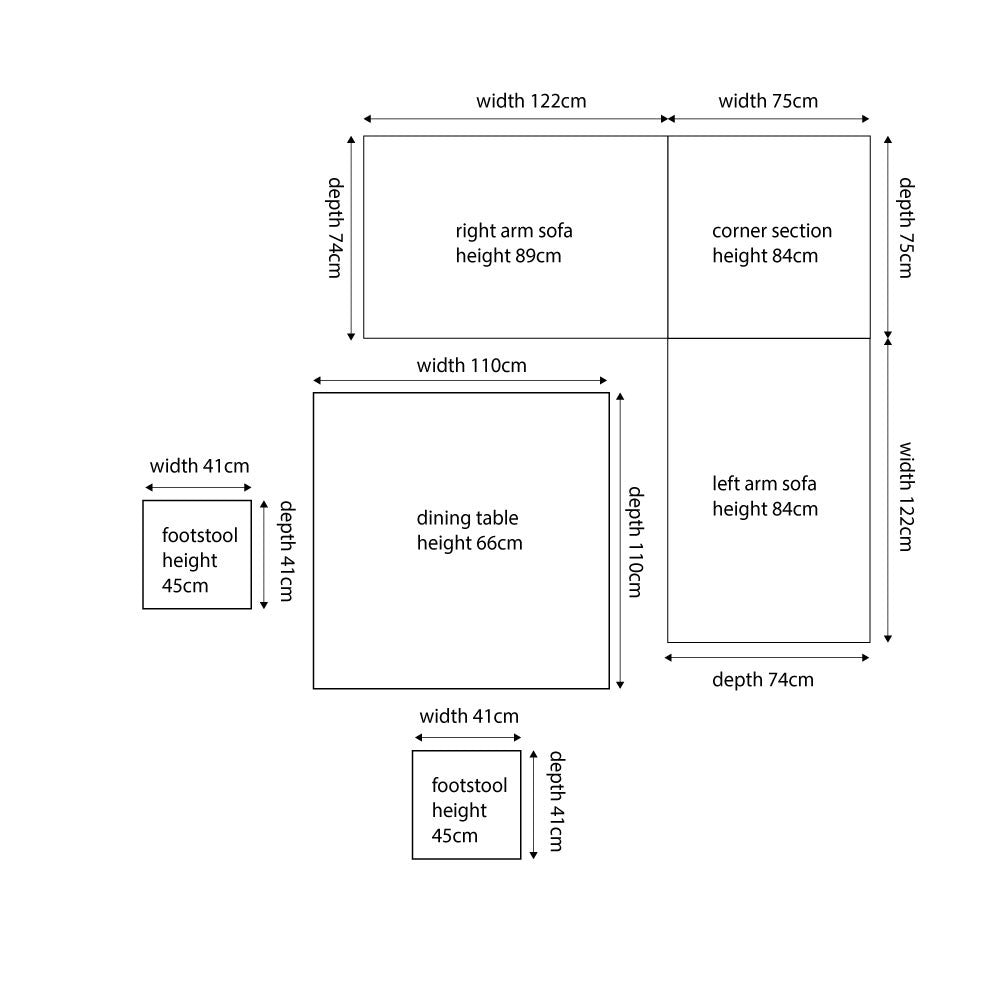 Pacific Barbados Slate Grey Square Corner Set with Polywood Top