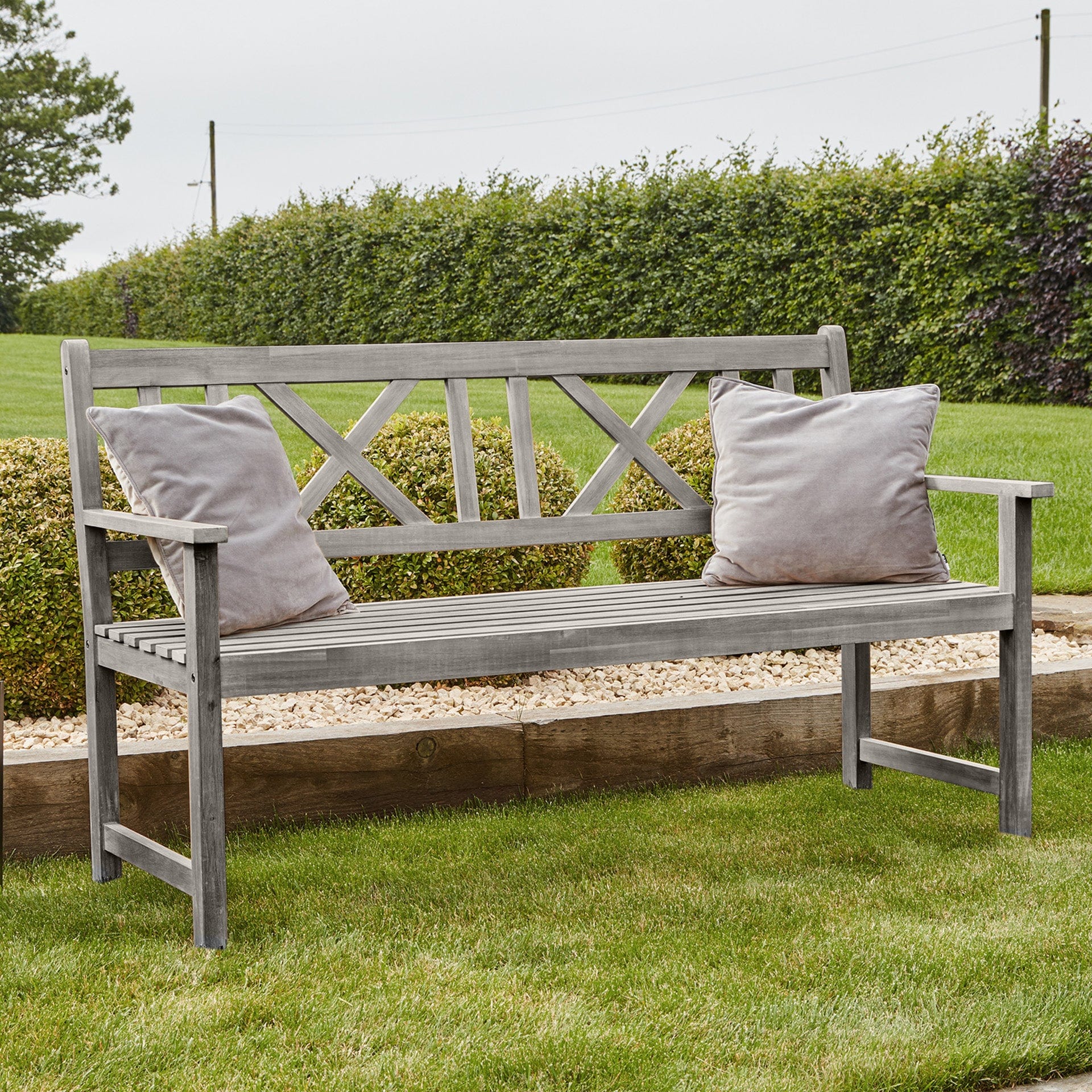 Pacific Cambridge Antique Grey 3 Seater Bench