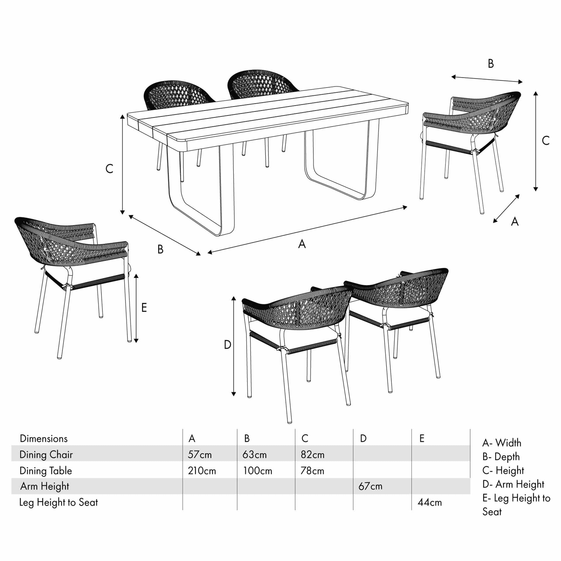 Pacific Osaka 6 Seater Dining Set