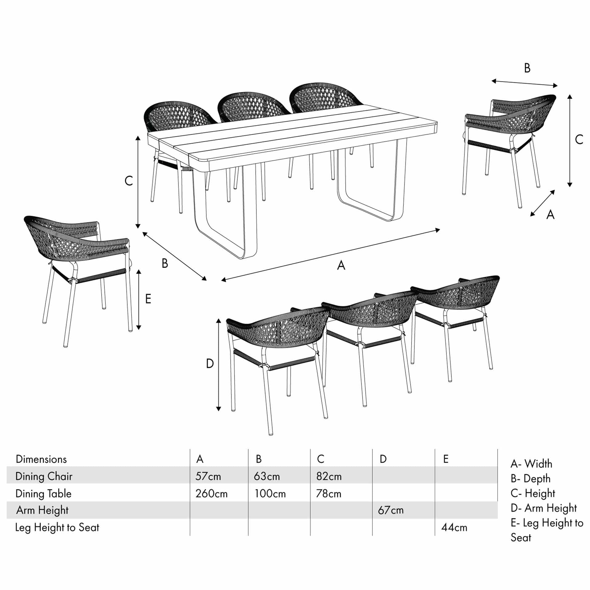 Pacific Osaka 8 Seater Dining Set