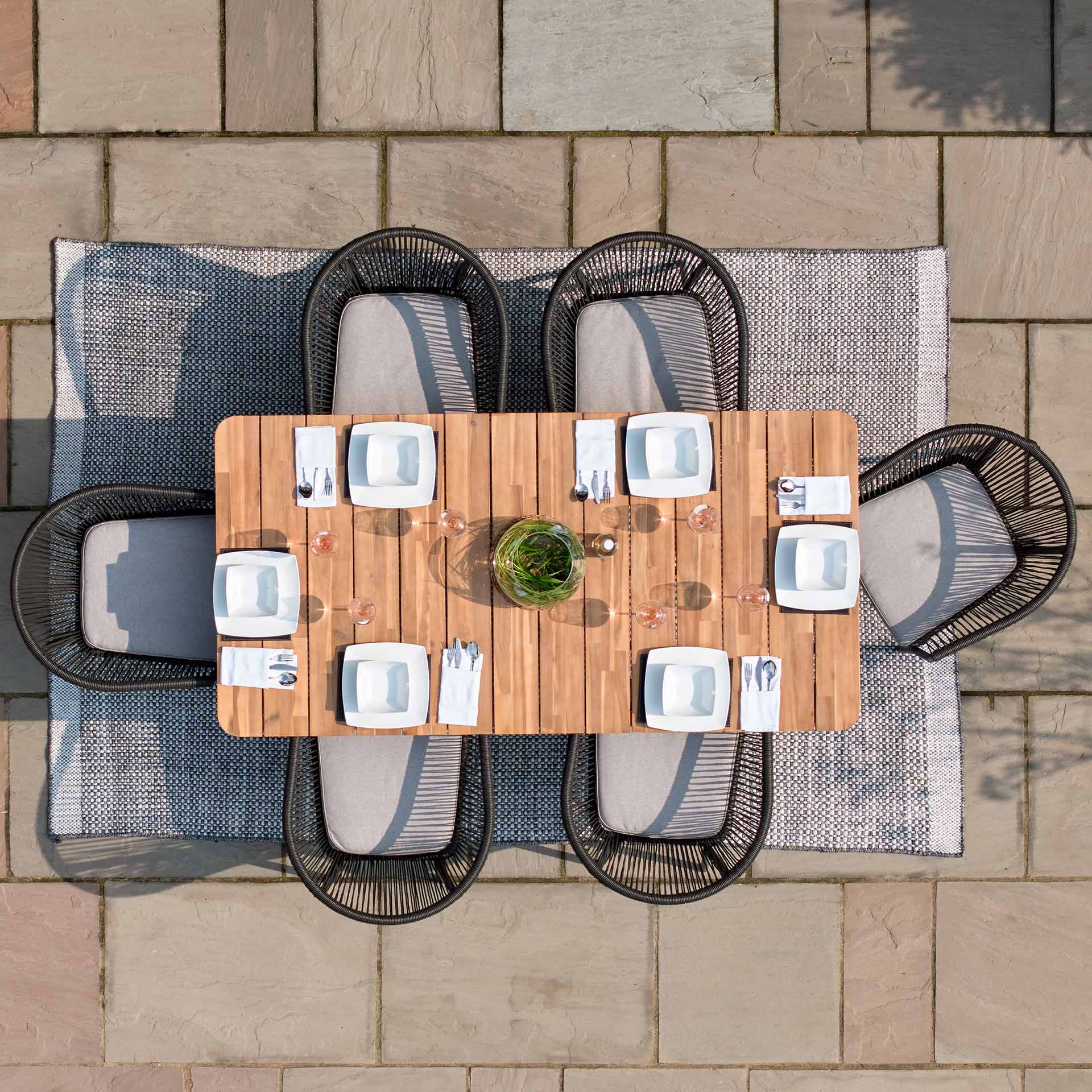 Pacific Reims Black 6 Seater Dining Set