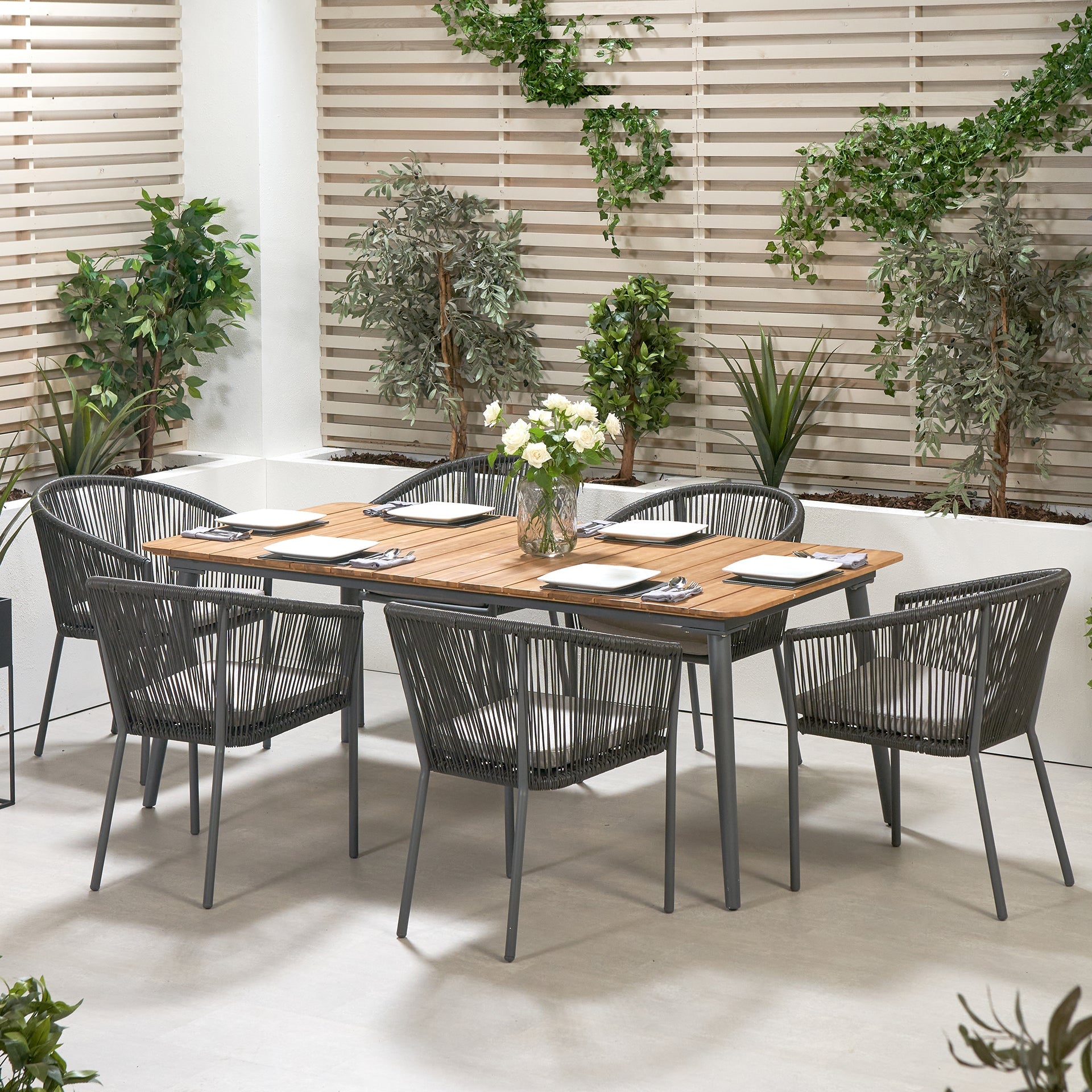 Pacific Reims Black 6 Seater Dining Set