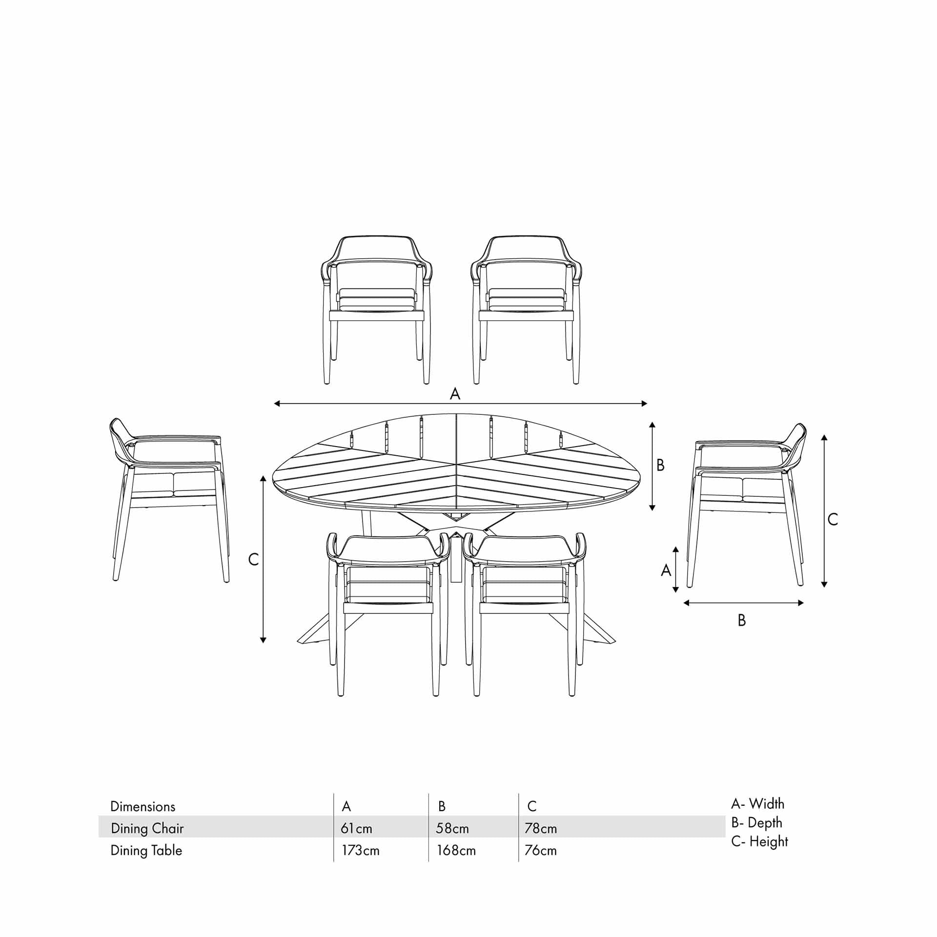 Pacific Reuleaux Wooden Dining Set