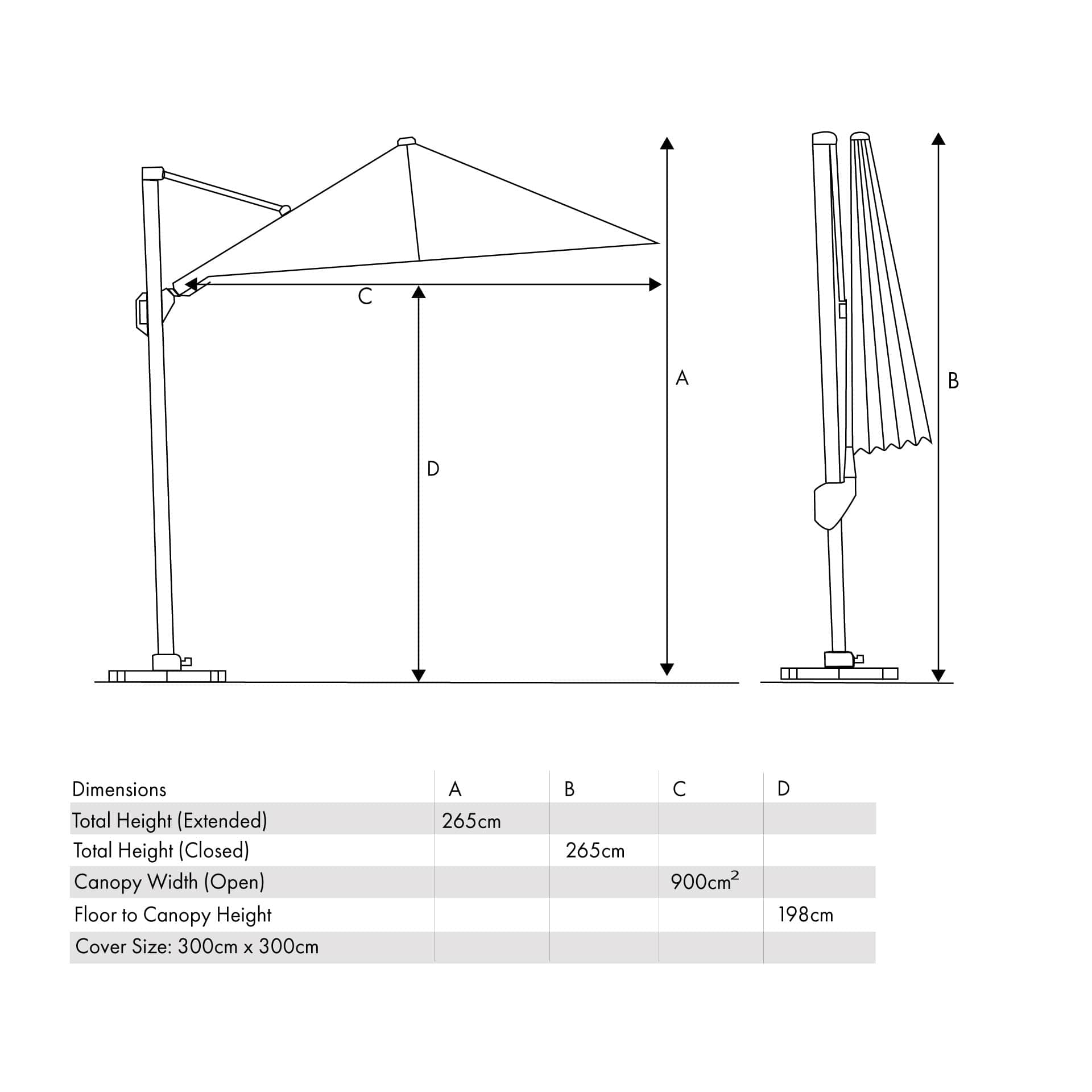 Platinum Challenger Premium Lush Green 3m Square Parasol