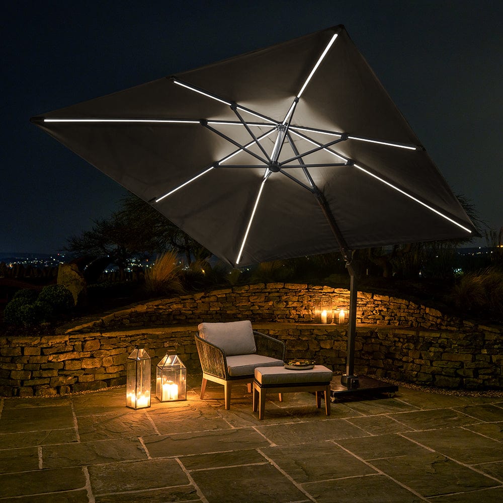 Platinum Glow Challenger Anthracite 3m Square Parasol