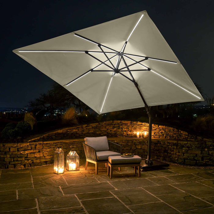 Platinum Glow Challenger Champagne 3m Square Parasol