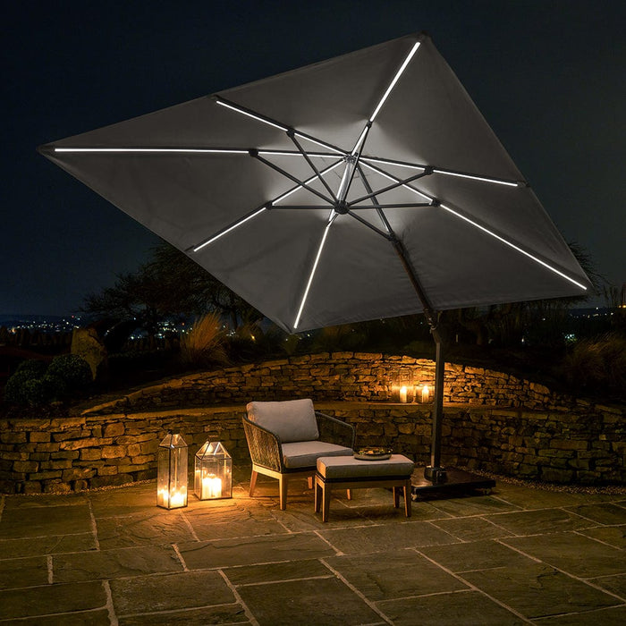 Platinum Glow Challenger Light Grey 3m Square Parasol