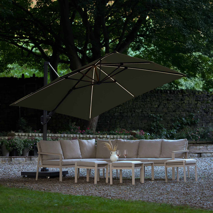 Platinum Glow Challenger Premium Lush Green 3m Square Parasol