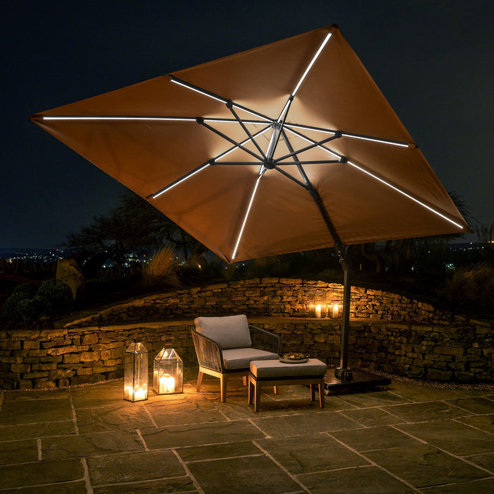 Platinum Glow Challenger Taupe 3m Square Parasol