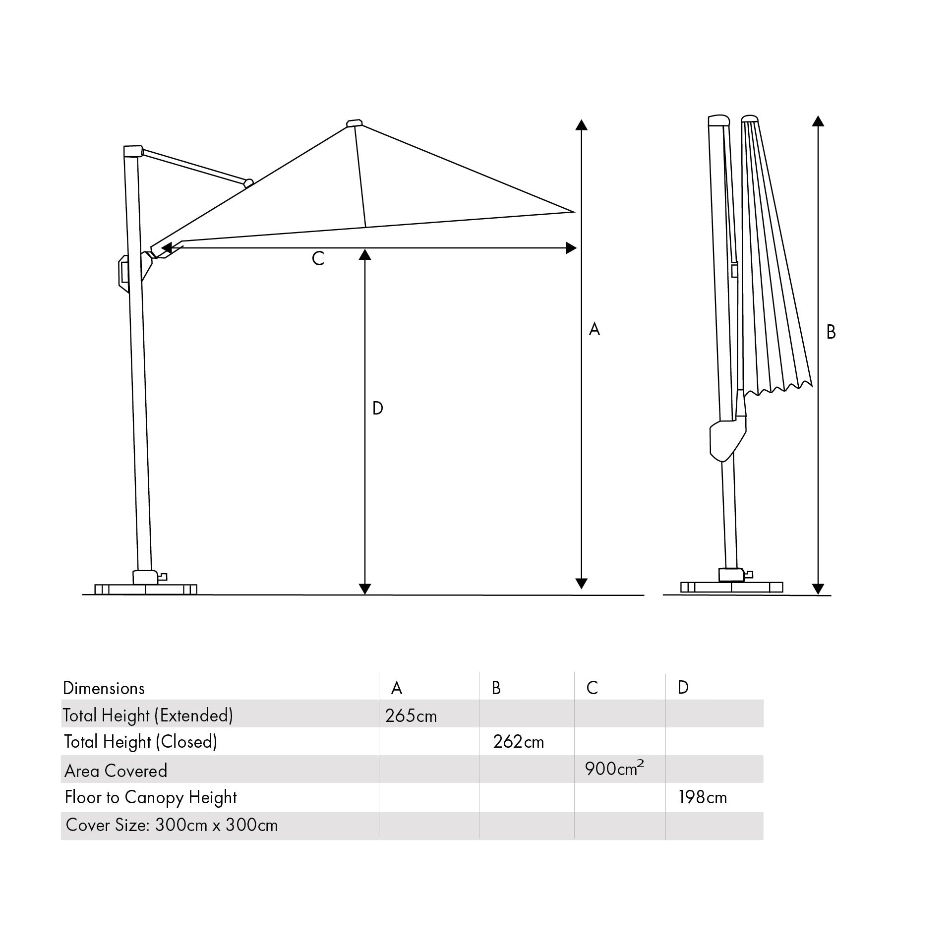 Platinum Glow Challenger Taupe 3m Square Parasol
