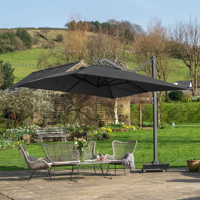 Platinum Icon Faded Black 4m Rectangular Parasol