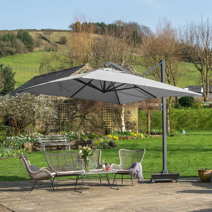 Platinum Icon Marl Grey 4m Rectangular Parasol