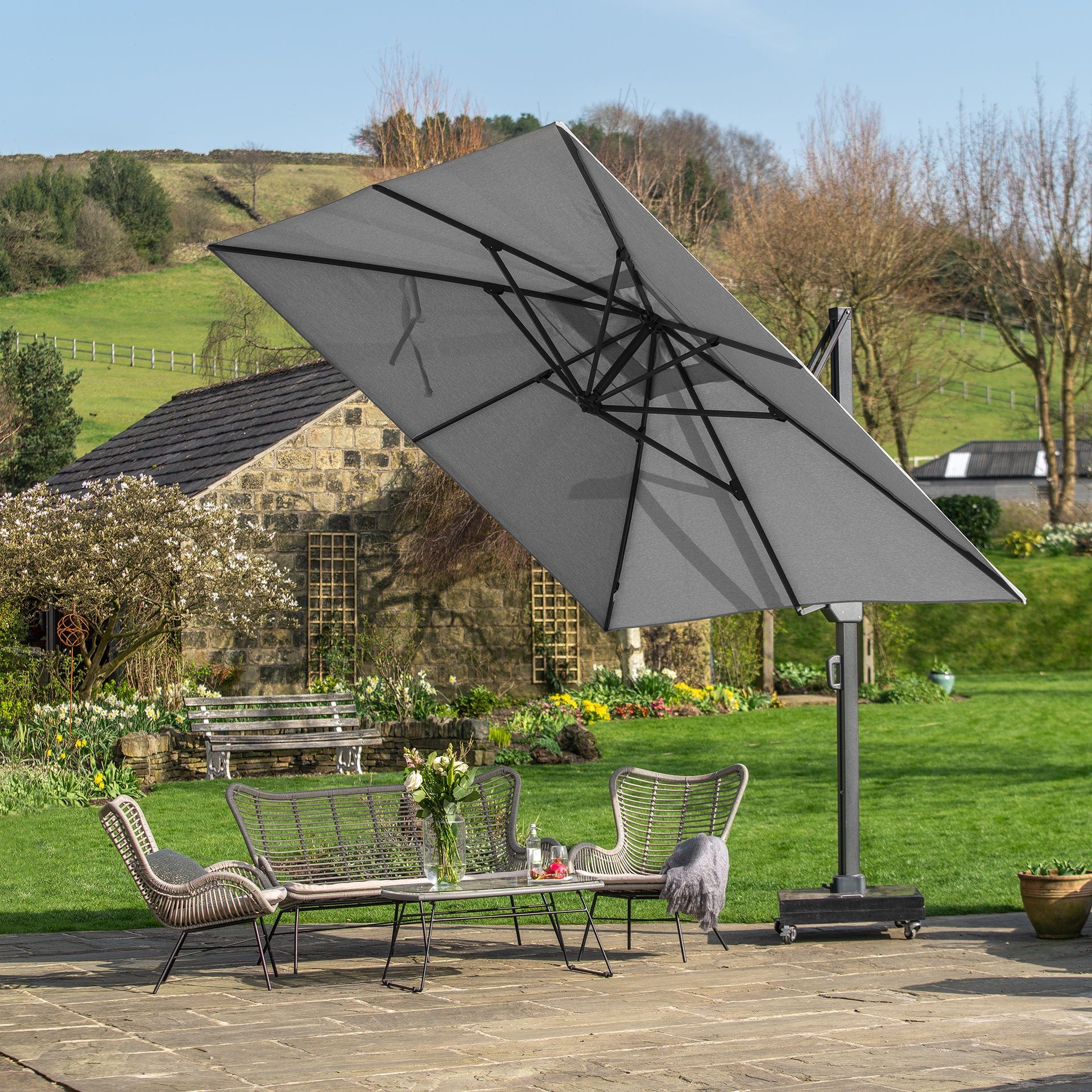 Platinum Icon Marl Grey 4m Rectangular Parasol