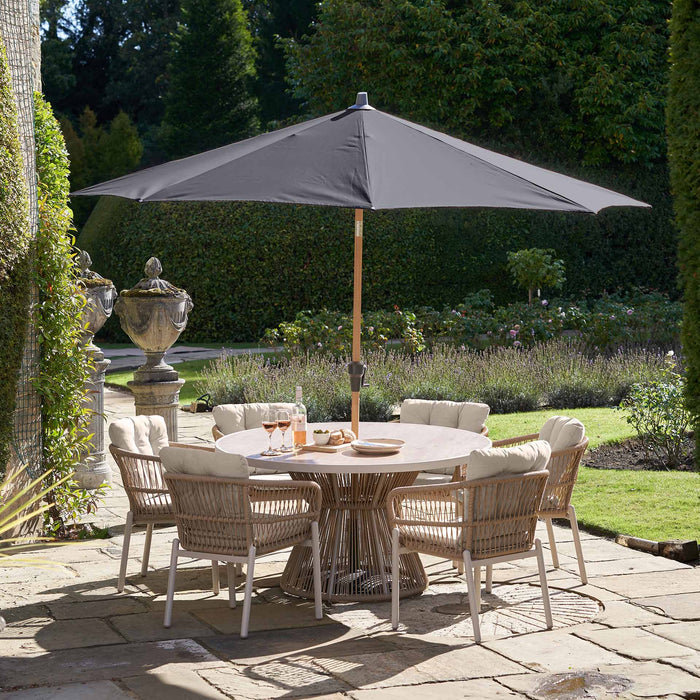 Platinum Riva Anthracite and Teak 3m Round Parasol