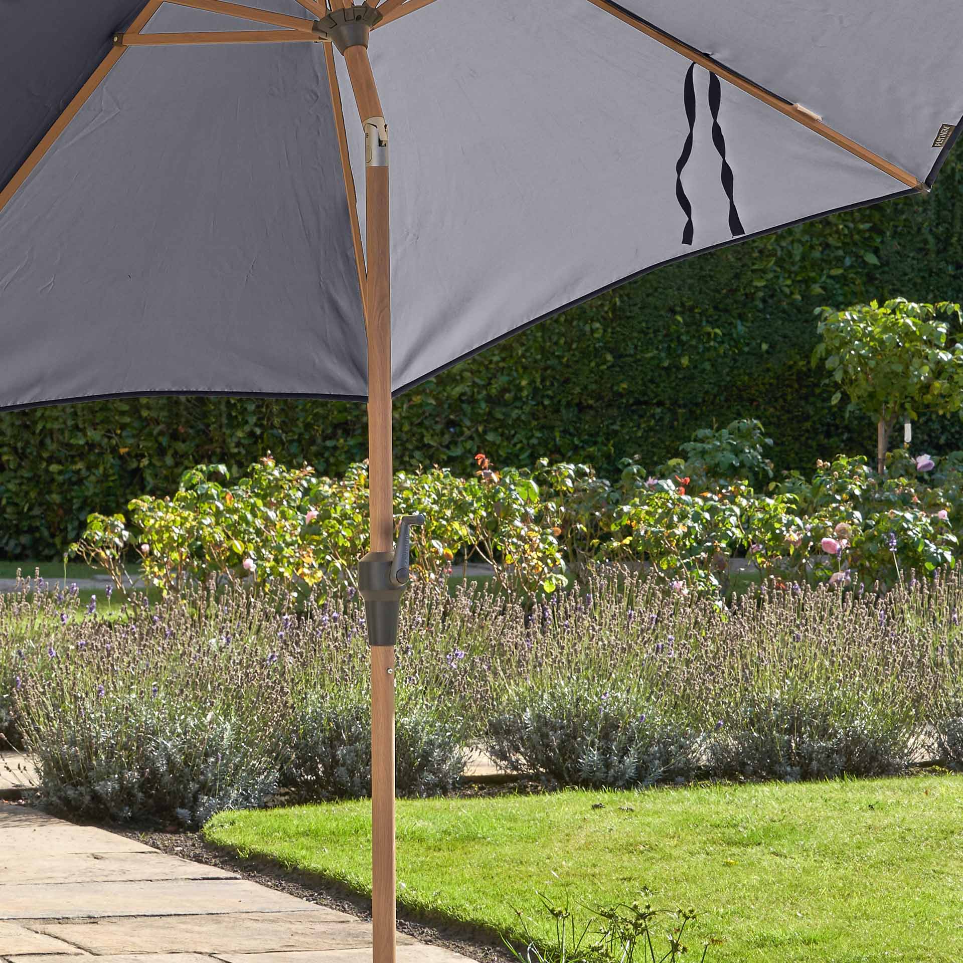 Platinum Riva Anthracite and Teak 3m Round Parasol