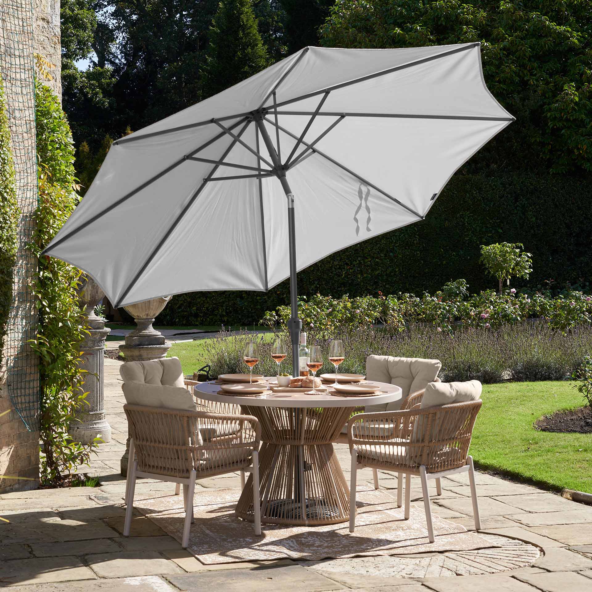 Platinum Riva Light Grey 3m Round Parasol