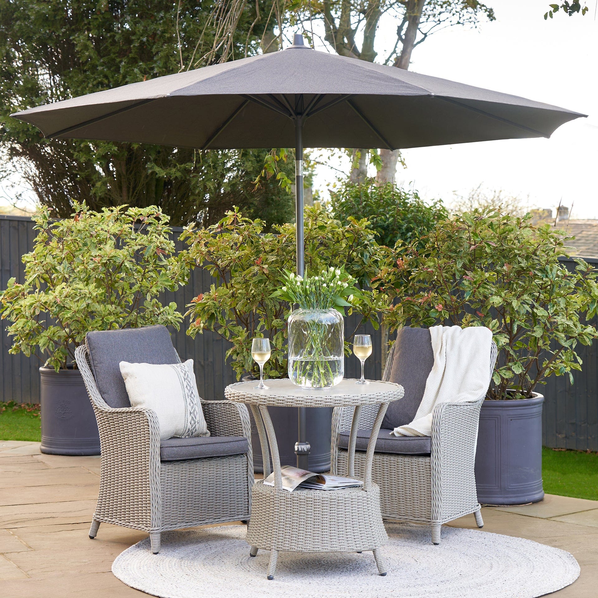 Platinum Riva Premium 3m Round Faded Black Parasol