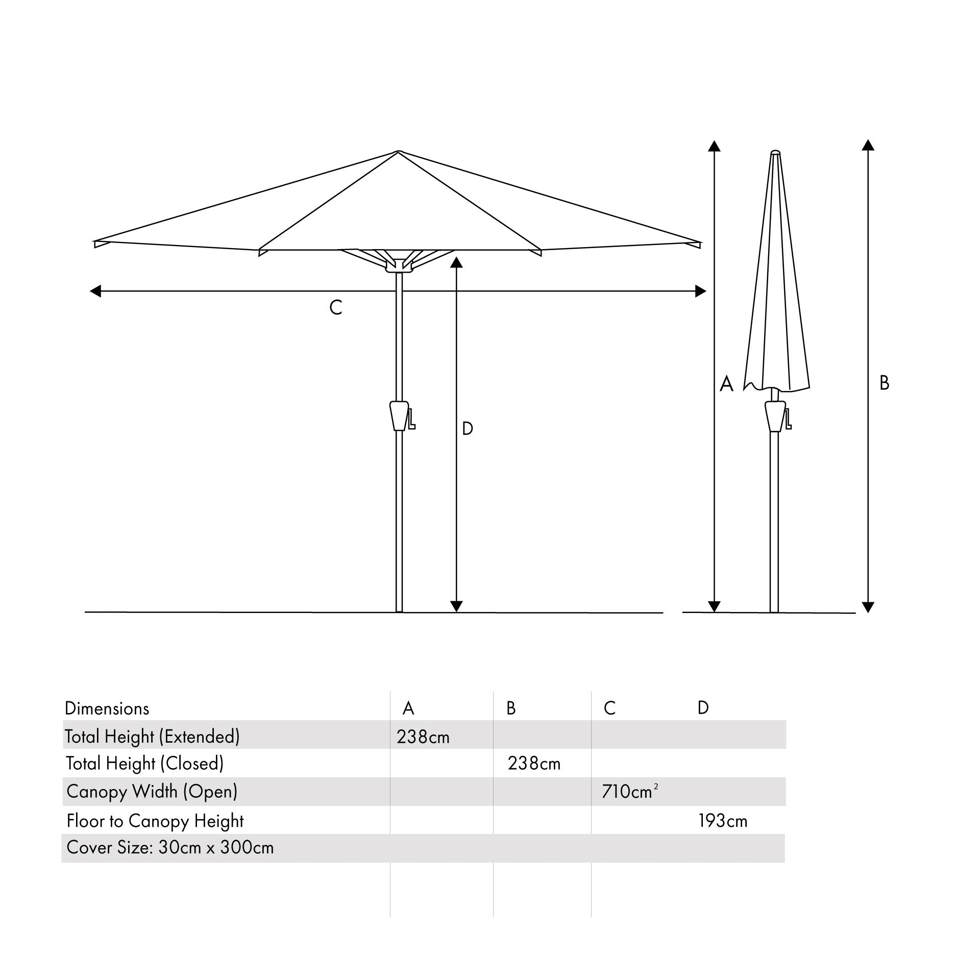 Platinum Riva Premium 3m Round Faded Black Parasol