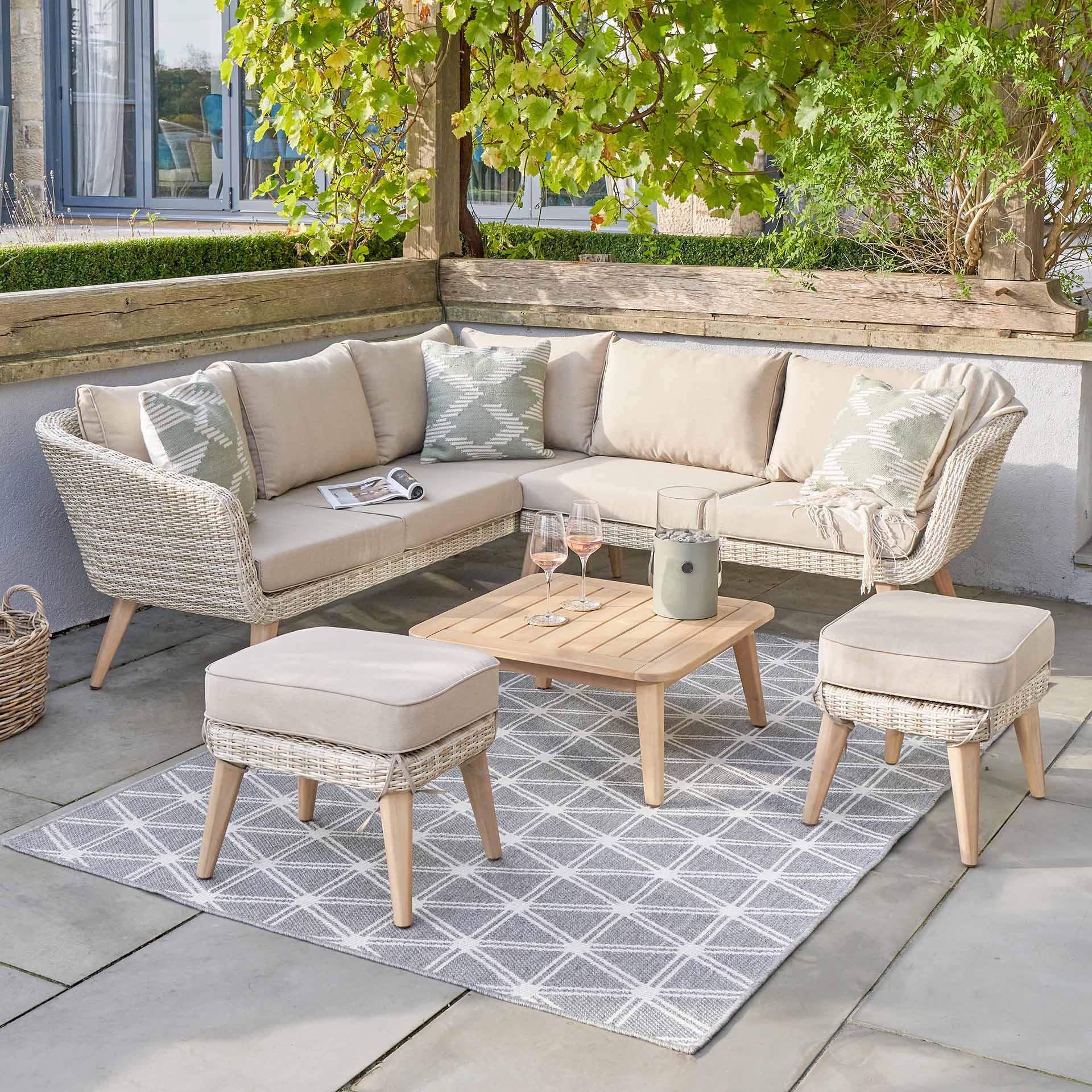 Santorini Woven Corner Set with Footstools