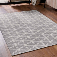 Silver Grey Geometric Outdoor Rug