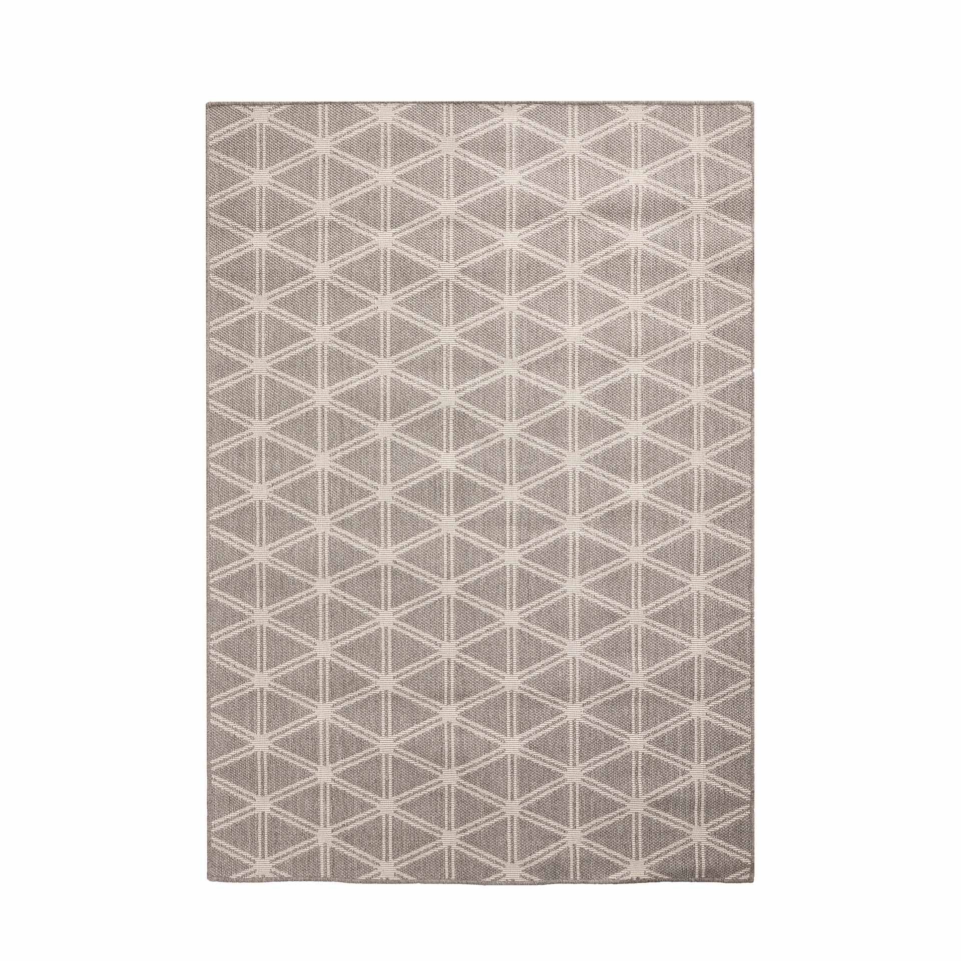 Silver Grey Geometric Outdoor Rug