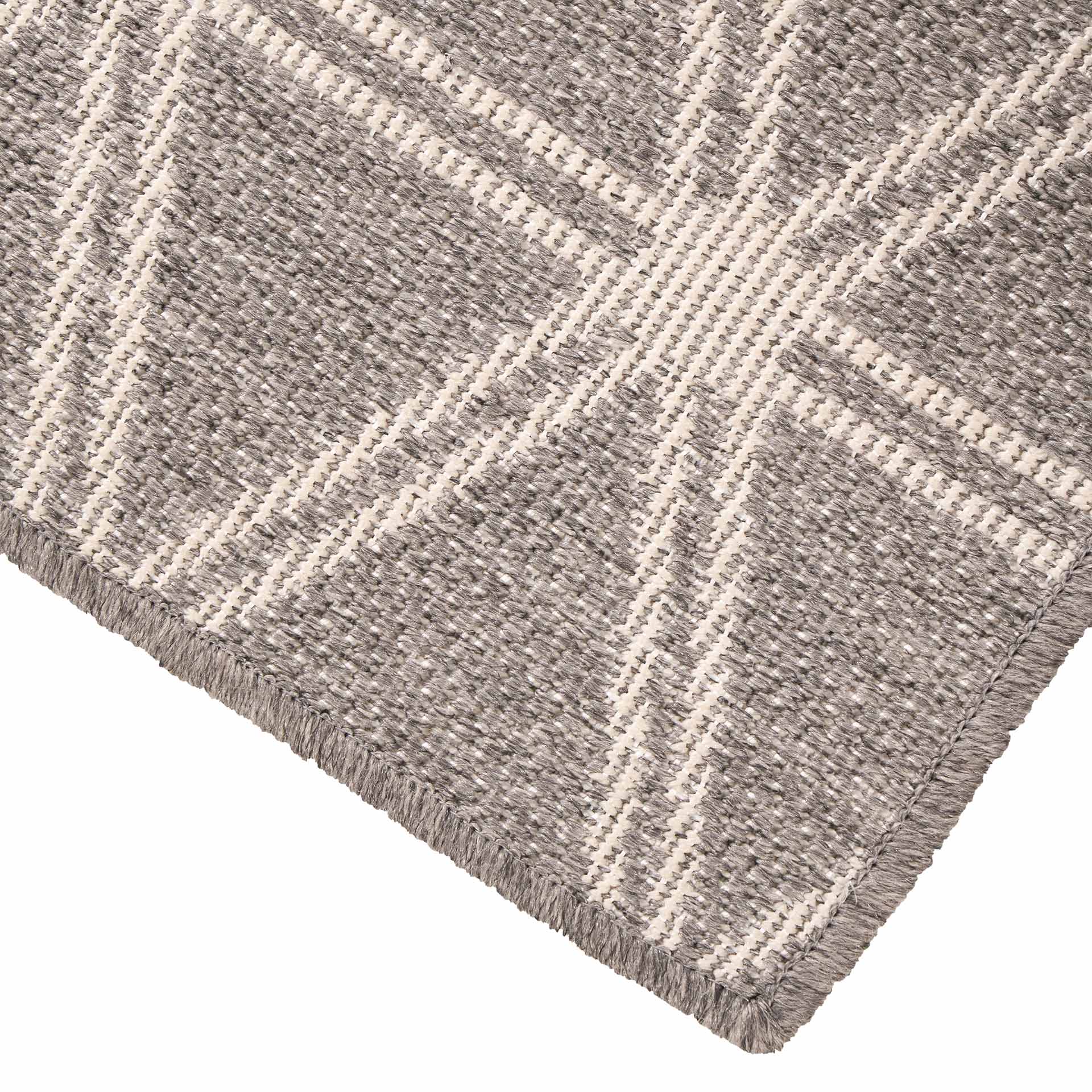 Silver Grey Geometric Outdoor Rug