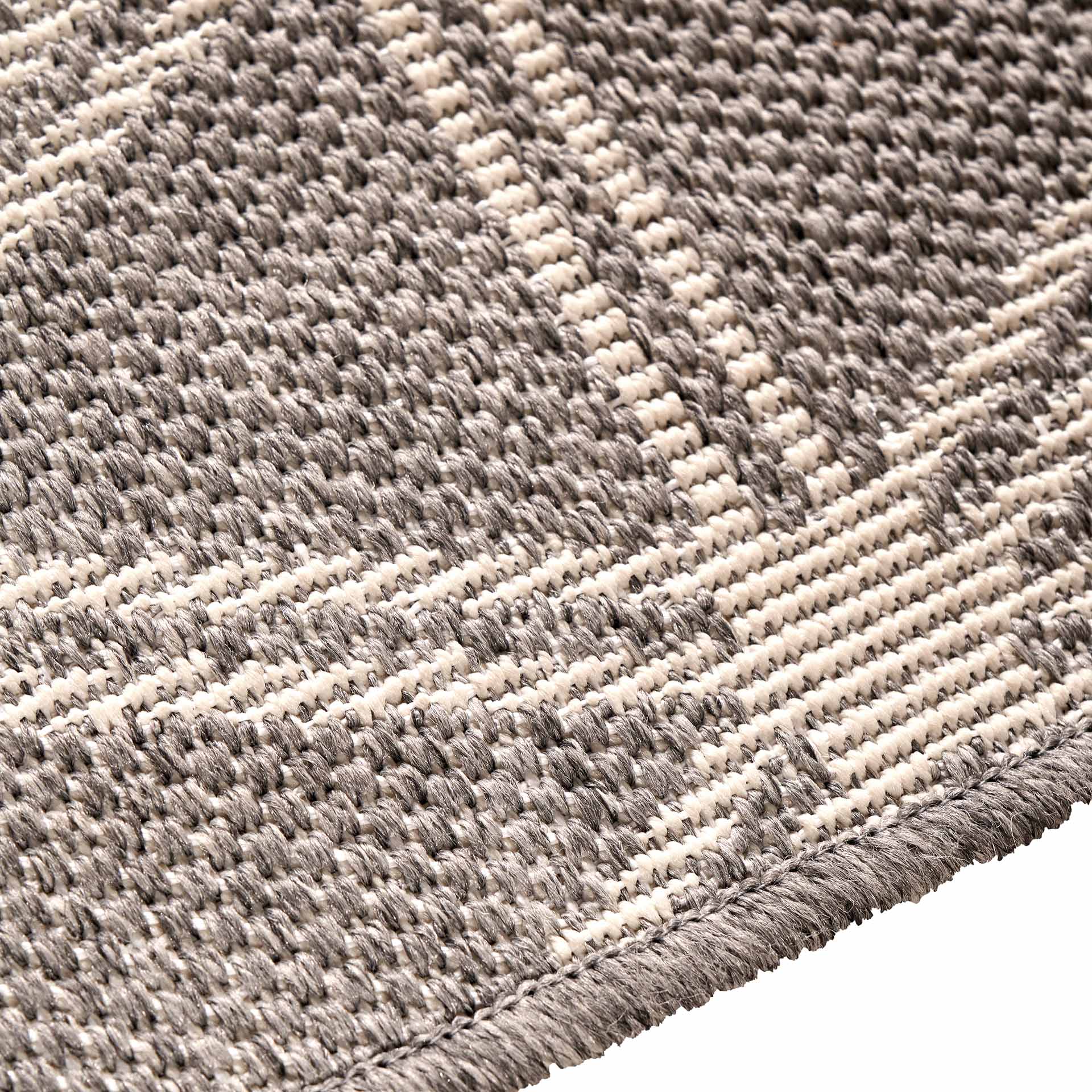 Silver Grey Geometric Outdoor Rug