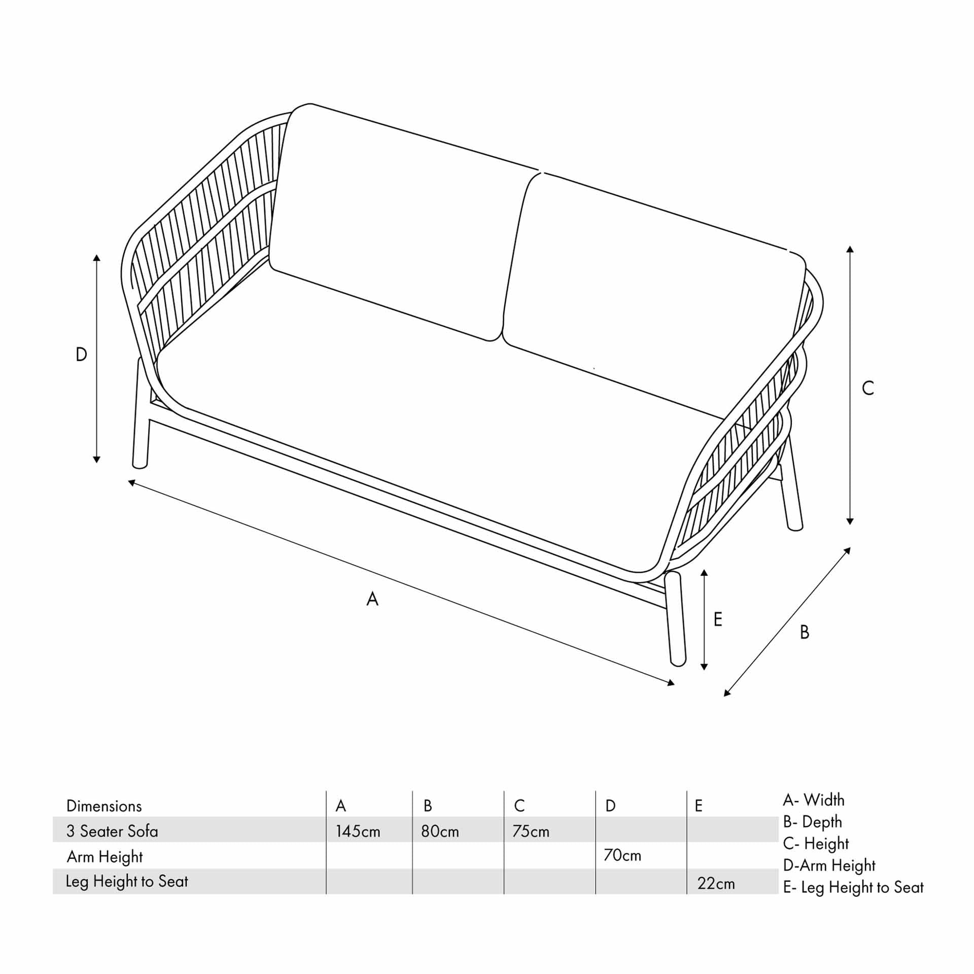 Sorrento Natural Woven 2 Seater Sofa
