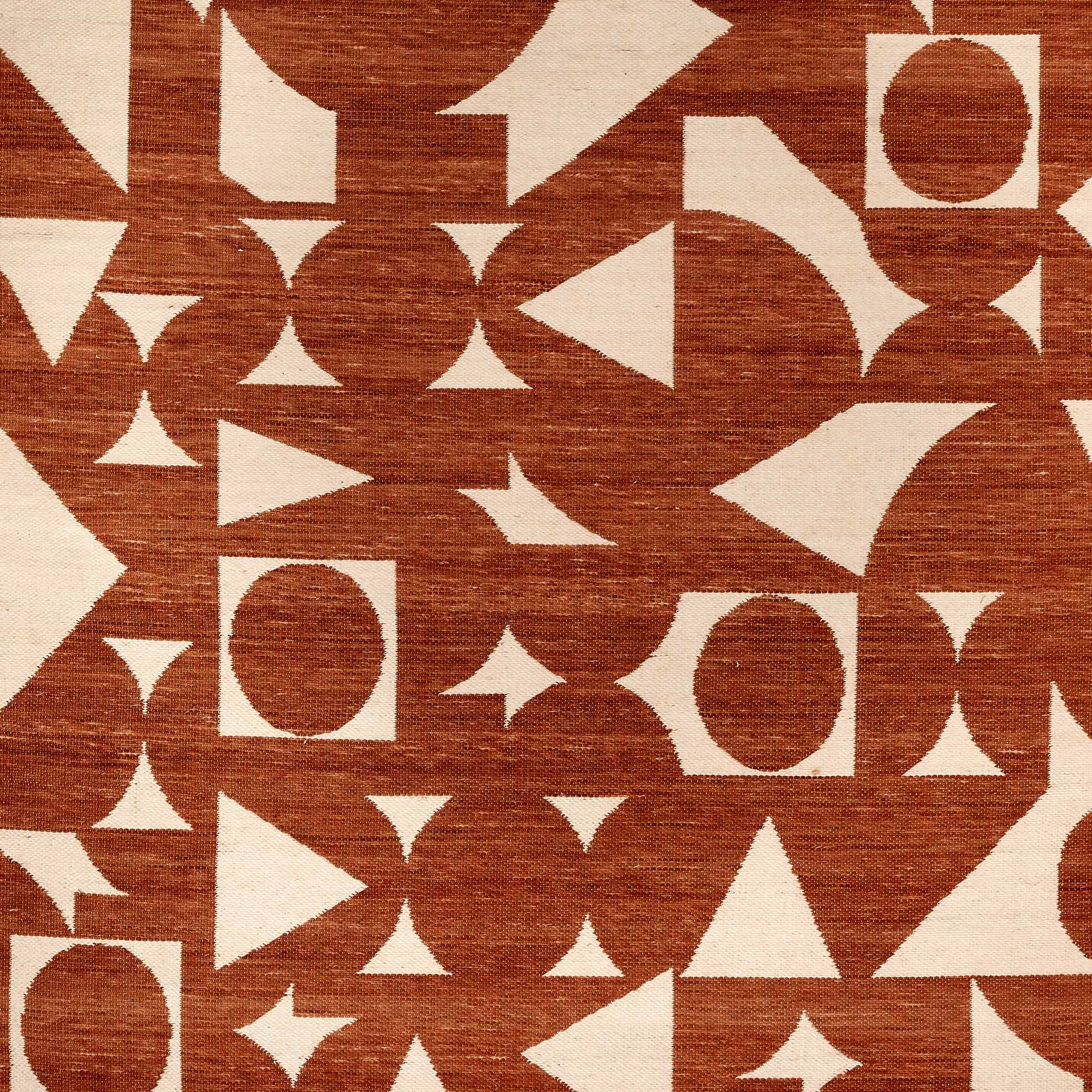 Terracotta & Ivory Geometric Outdoor Rug Large