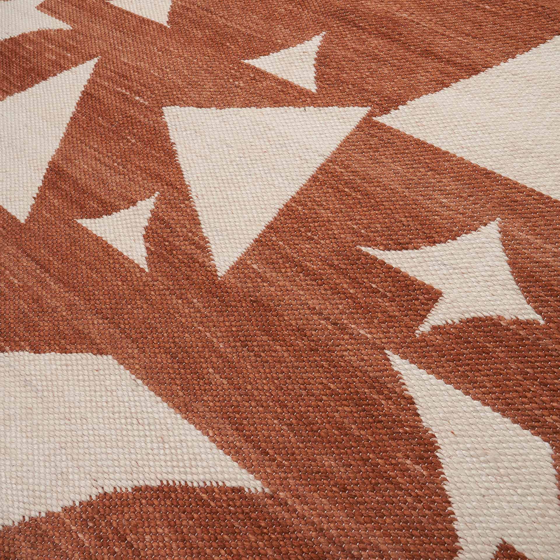 Terracotta & Ivory Geometric Outdoor Rug Large