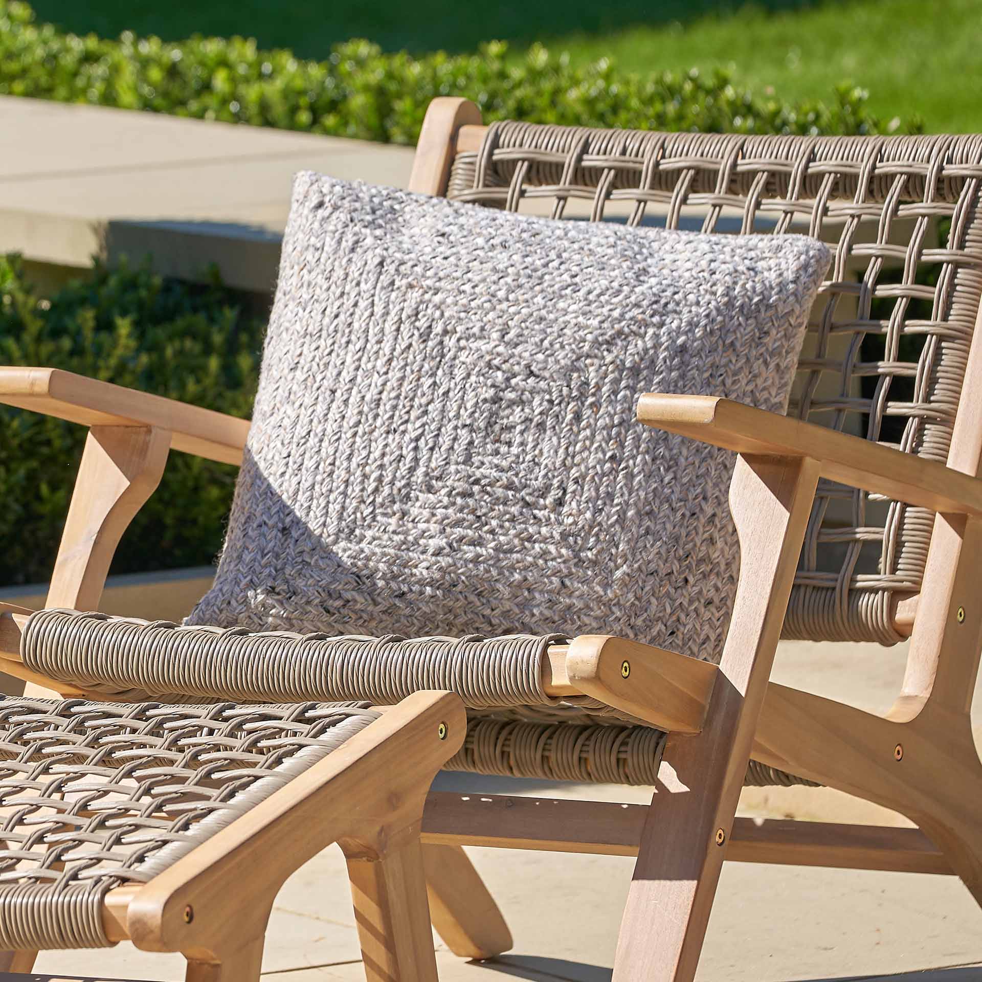 Warm Grey Tweed Outdoor Scatter Cushion